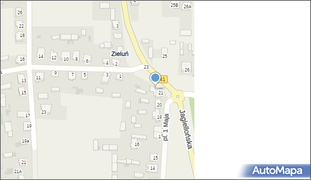 Zieluń-Osada, Plac 1 Maja, 22, mapa Zieluń-Osada