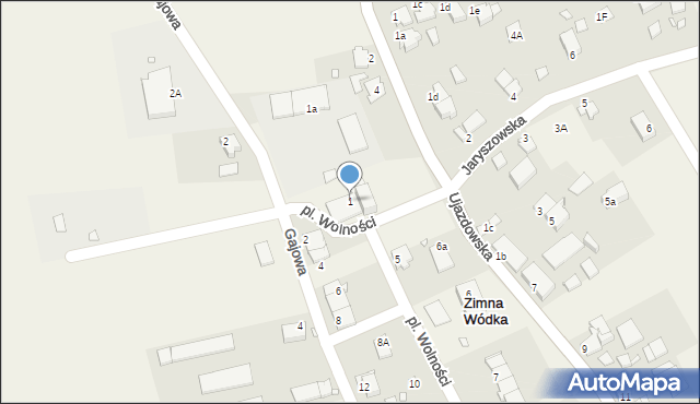 Zimna Wódka, Plac Wolności, 1, mapa Zimna Wódka