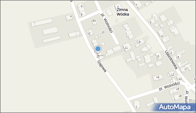 Zimna Wódka, Plac Wolności, 15, mapa Zimna Wódka