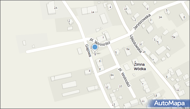 Zimna Wódka, Plac Wolności, 4, mapa Zimna Wódka