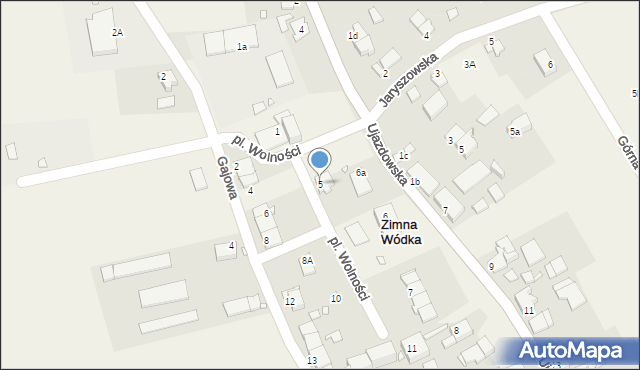 Zimna Wódka, Plac Wolności, 5, mapa Zimna Wódka