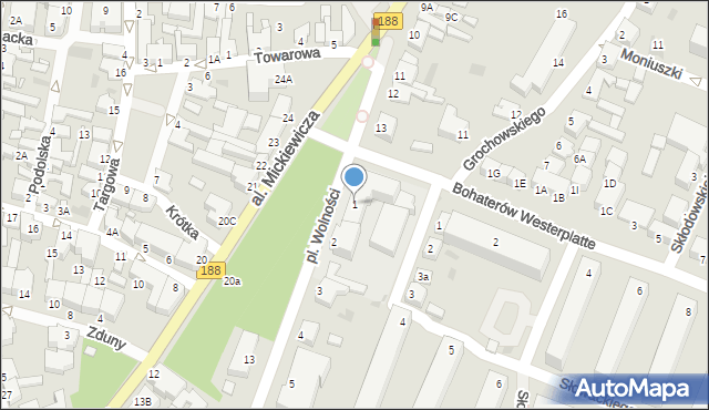 Złotów, Plac Wolności, 1, mapa Złotów