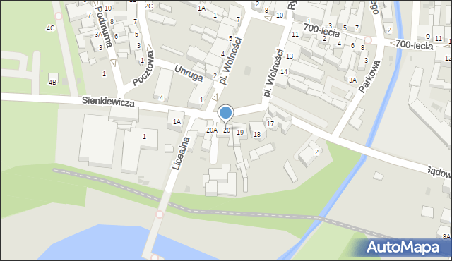 Żnin, Plac Wolności, 20, mapa Żnin