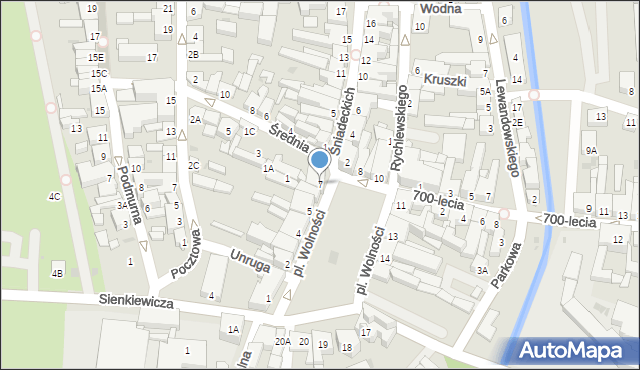 Żnin, Plac Wolności, 7, mapa Żnin