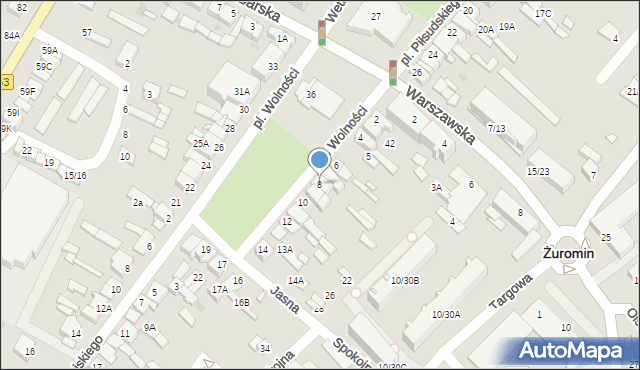 Żuromin, Plac Wolności, 8, mapa Żuromin