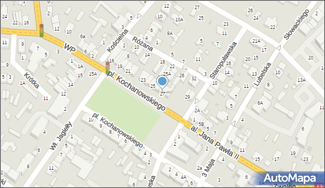 Zwoleń, Plac Kochanowskiego Jana, 27, mapa Zwoleń
