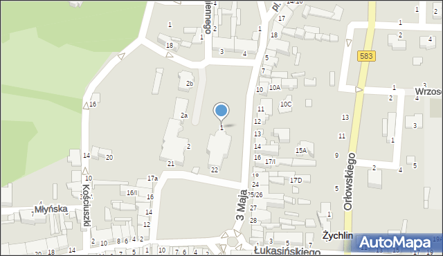 Żychlin, Plac Jana Pawła II, 1, mapa Żychlin