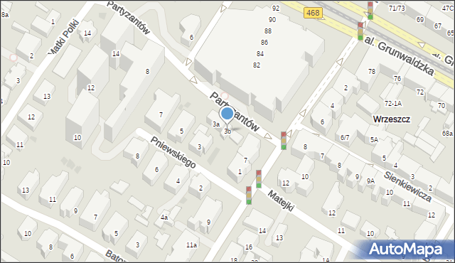 Gdańsk, Pniewskiego Władysława, 3b, mapa Gdańska