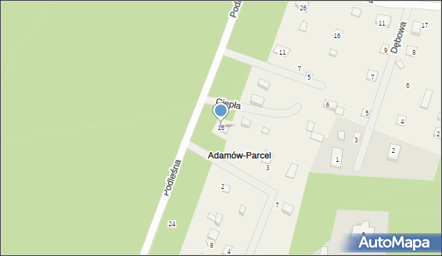 Adamów-Parcel, Podleśna, 16, mapa Adamów-Parcel