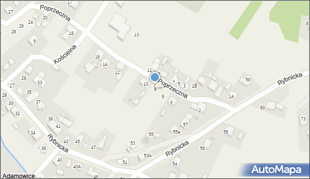 Adamowice, Poprzeczna, 8, mapa Adamowice
