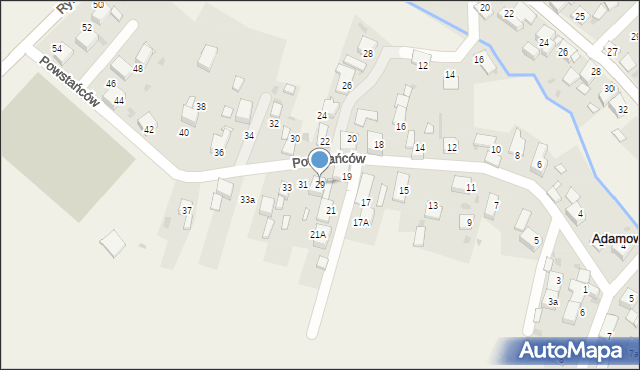 Adamowice, Powstańców, 29, mapa Adamowice