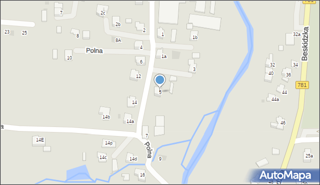 Andrychów, Polna, 5, mapa Andrychów