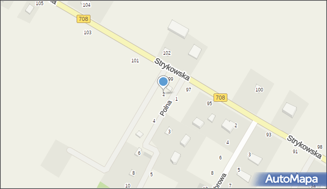 Anielin Swędowski, Polna, 2, mapa Anielin Swędowski