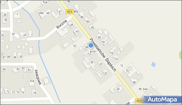 Antoniów, Powstańców Śląskich, 37, mapa Antoniów