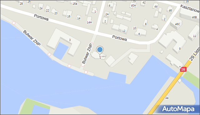 Augustów, Portowa, 1, mapa Augustów