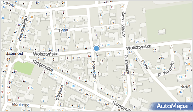 Babimost, Poprzeczna, 16, mapa Babimost