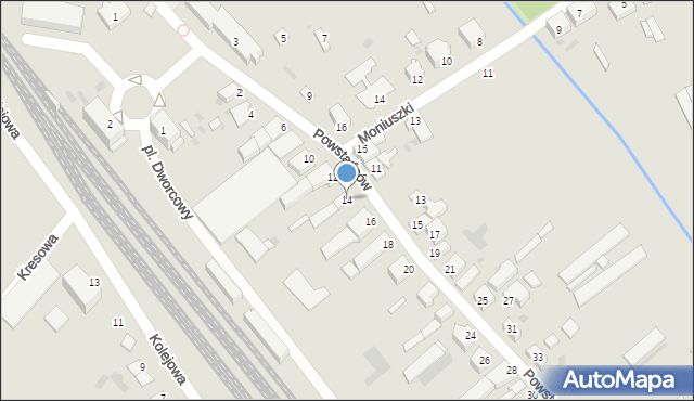 Baborów, Powstańców, 14, mapa Baborów