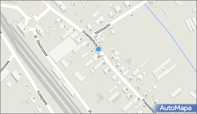 Baborów, Powstańców, 16, mapa Baborów