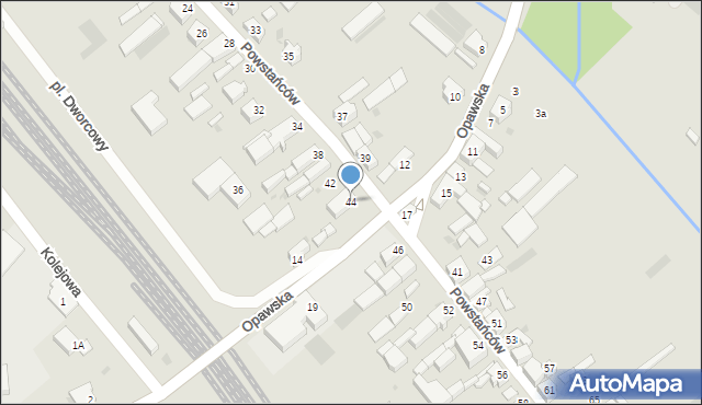 Baborów, Powstańców, 44, mapa Baborów