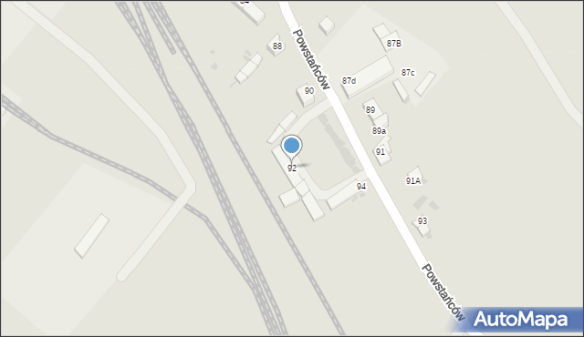Baborów, Powstańców, 92, mapa Baborów
