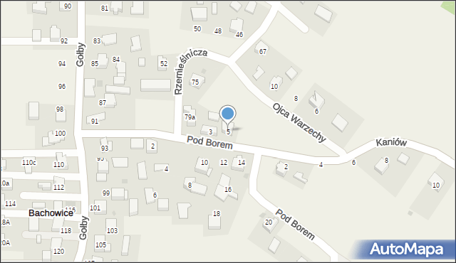 Bachowice, Pod Borem, 5, mapa Bachowice