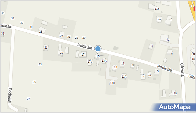 Bąków, Podlesie, 15, mapa Bąków