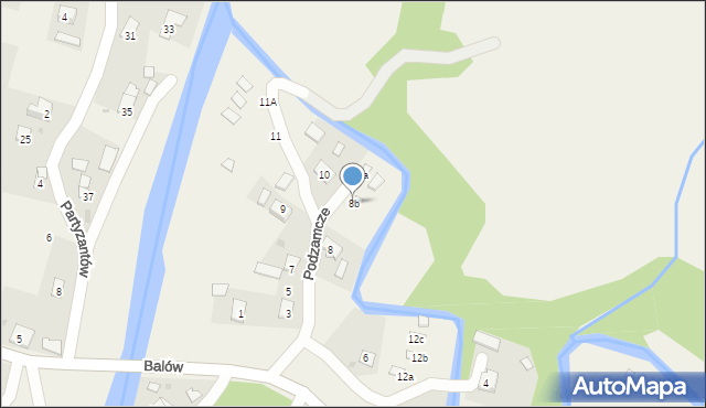 Baligród, Podzamcze, 8b, mapa Baligród
