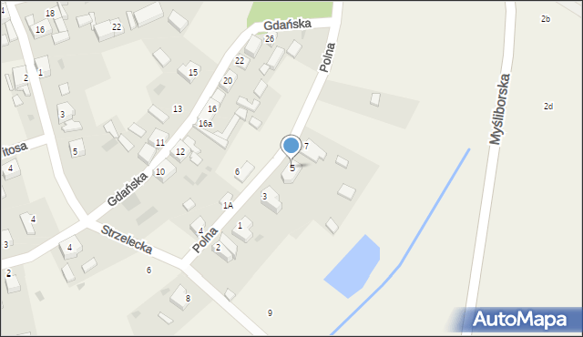 Banie, Polna, 5, mapa Banie