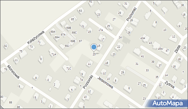 Banino, Poziomki, 13, mapa Banino