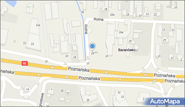 Baranowo, Poznańska, 14, mapa Baranowo