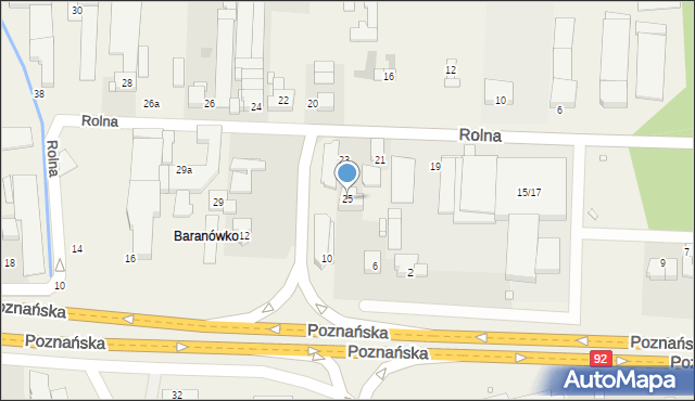 Baranowo, Poznańska, 25, mapa Baranowo