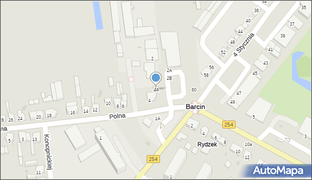 Barcin, Polna, 4A, mapa Barcin