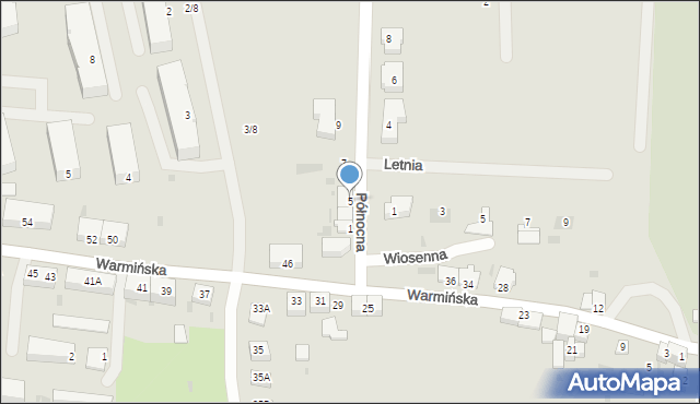 Barczewo, Północna, 5, mapa Barczewo