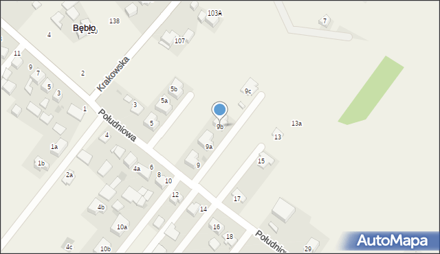 Bębło, Południowa, 9b, mapa Bębło