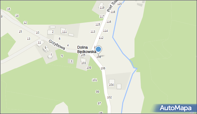 Będkowice, Pod Sokolicą, 108, mapa Będkowice