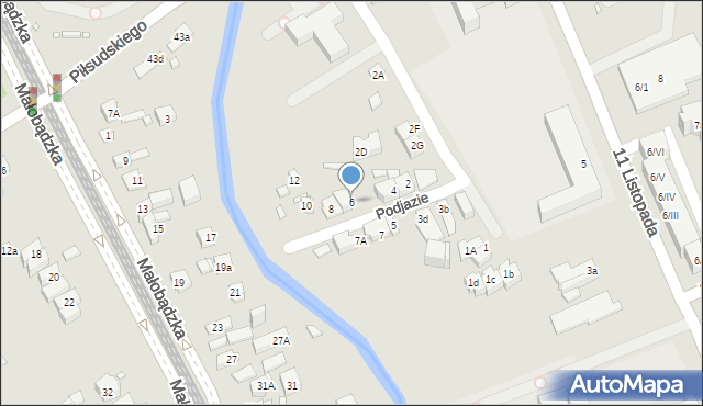 Będzin, Podjazie, 6, mapa Będzin