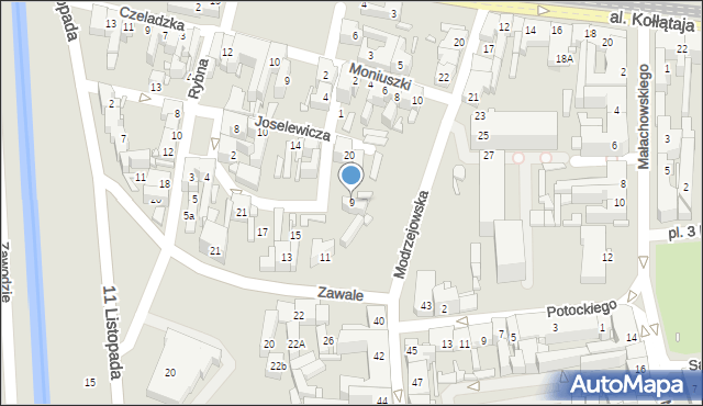 Będzin, Podwale, 9, mapa Będzin