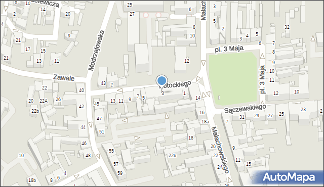 Będzin, Potockiego Ignacego, 3, mapa Będzin