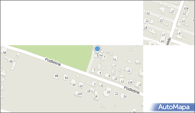 Będzin, Podleśna, 1, mapa Będzin