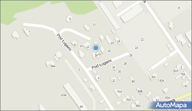 Bełchatów, Pod Ługami, 14, mapa Bełchatów