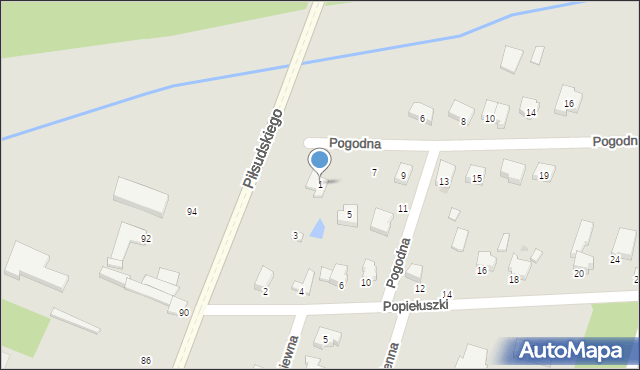 Bełchatów, Pogodna, 1, mapa Bełchatów