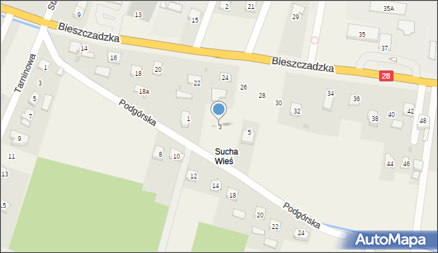 Besko, Podgórska, 3, mapa Besko
