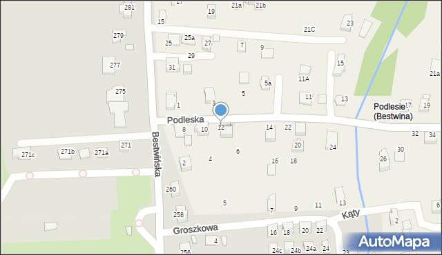 Bestwina, Podleska, 12, mapa Bestwina