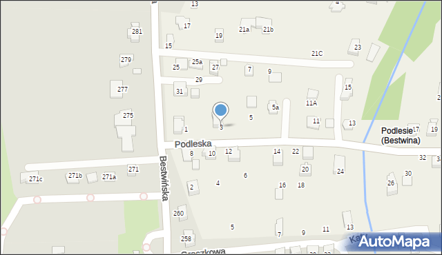 Bestwina, Podleska, 3, mapa Bestwina