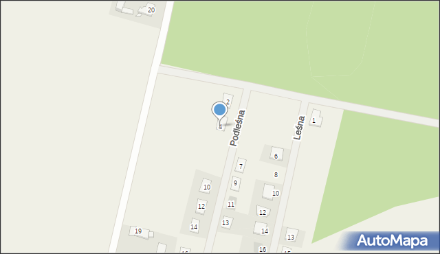 Betkowo, Podleśna, 4, mapa Betkowo