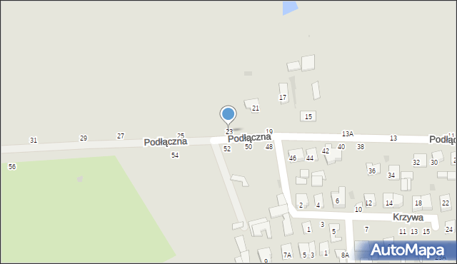 Biała Podlaska, Podłączna, 23, mapa Białej Podlaskiej