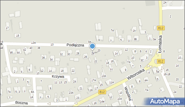 Biała Podlaska, Podłączna, 24, mapa Białej Podlaskiej