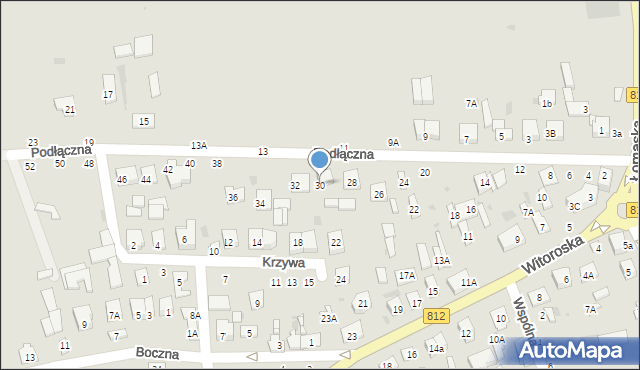 Biała Podlaska, Podłączna, 30, mapa Białej Podlaskiej