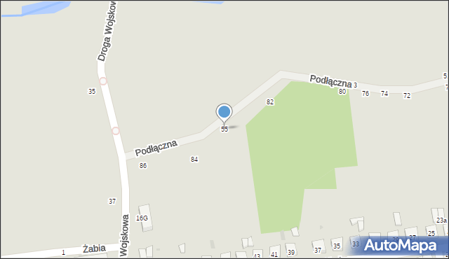 Biała Podlaska, Podłączna, 55, mapa Białej Podlaskiej