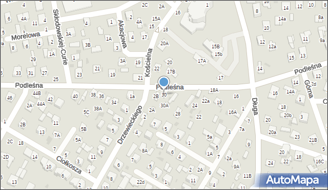 Biała Podlaska, Podleśna, 30, mapa Białej Podlaskiej